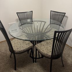 Glass Table With 4 Chairs