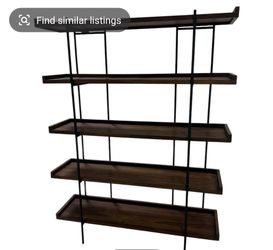 Crate & Barrel Beckett 5-High Shelf / Bookcase – Solid Mango Wood & Iron – 55" Wide