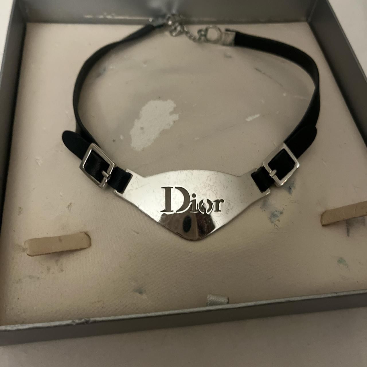 Vintage 2004 Diior chocker silver leather necklace