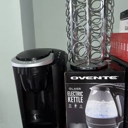 Ovente Electric Kettle,  Keurig Coffee Maker & Coffee Pod Stand 