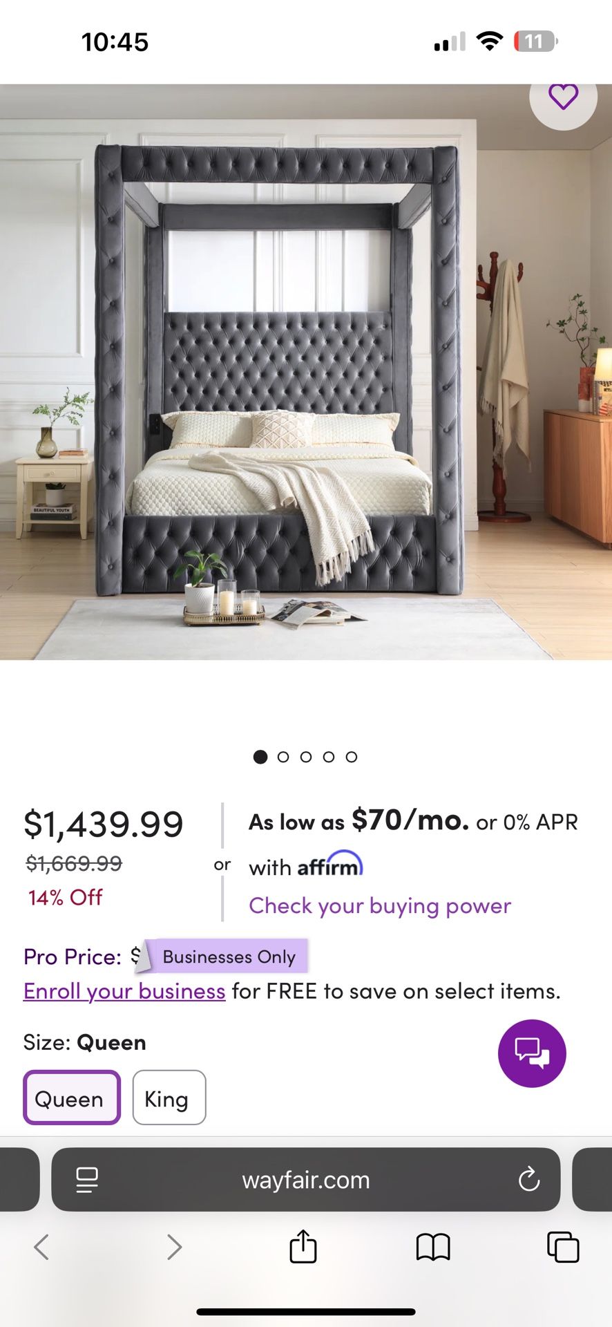 Velvet Canopy Speaker Bed