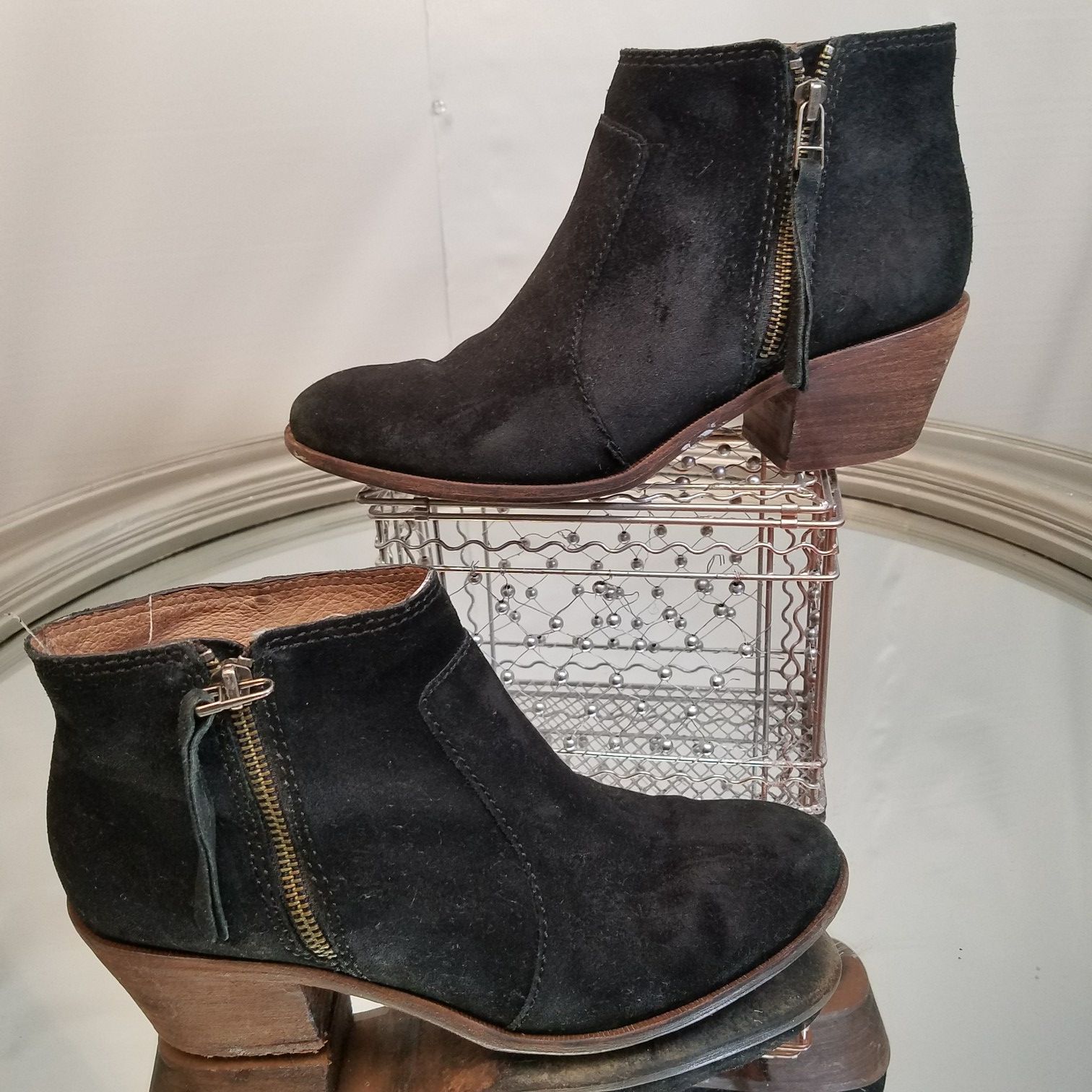 Madewell Brenner Black Leather heel bootie size 8