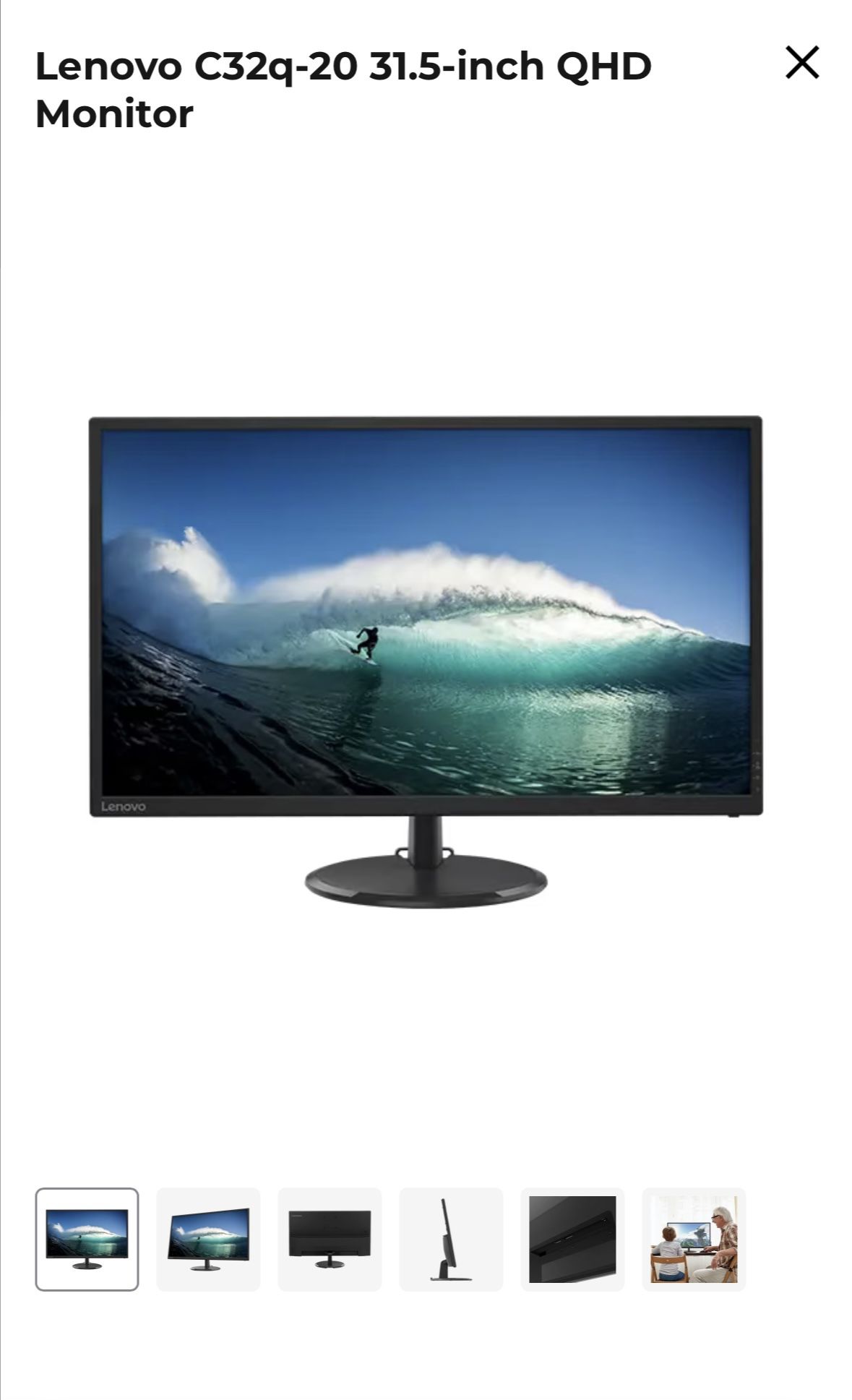 Lenovo C32q-20 31.5-inch QHD Monitor