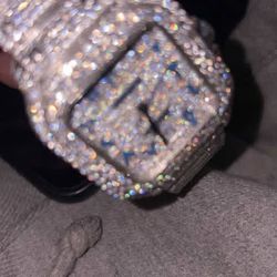 Custom Blue Dial (Arabic Style) No Box Fully Iced Santos