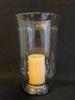 12” Tall Candle Flower Clear Glass Vase