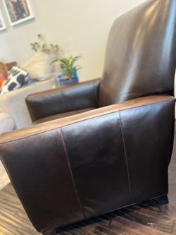 Crate and Barrel Track Arm Leather Recliner for Sale in Edmonds