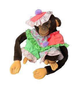 Vintage Childs Playmate Chimpanzee Clown Plush Toy