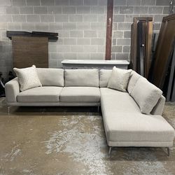 Used Gray Fabric Chaise Sectional Couch