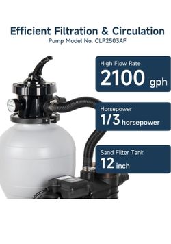 Powerful Pool Filter Pump with 6-Way Valve for Above Ground