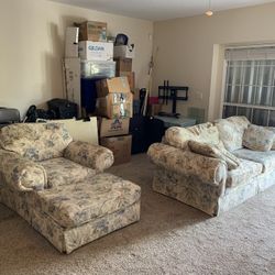 Floral Chair Ottoman And Sofa