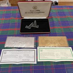 Year 2000 $2 Silver And Gold Certificate 
