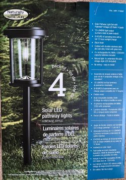 New - GTX Solar LED Pathway Lights, 4-pack