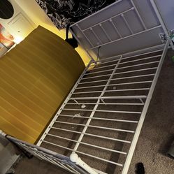 Full Sized White Metal Bed Frame