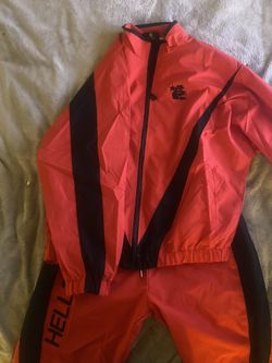 Red black hellstar track suit