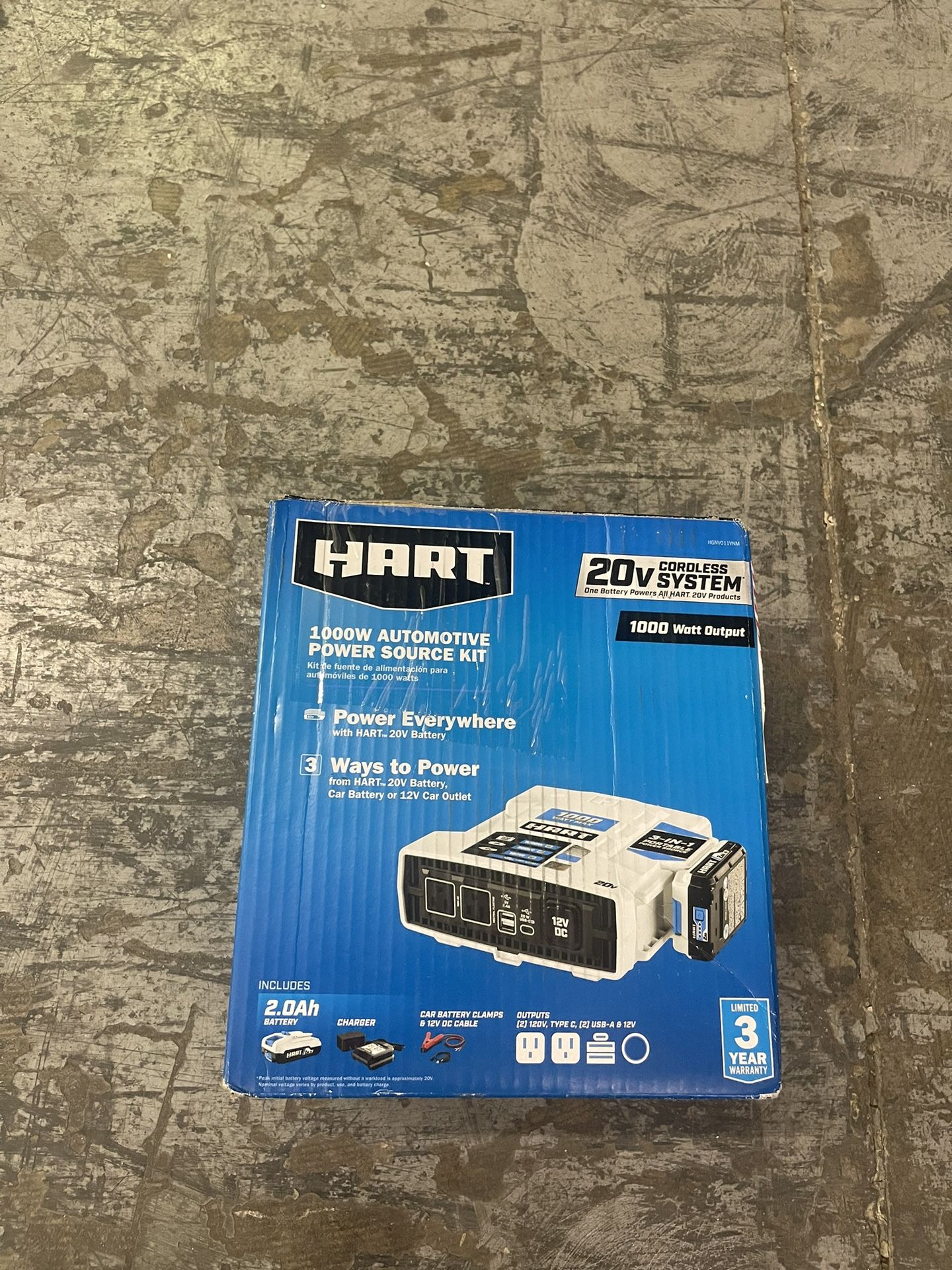 HART 20V 1000-Watt Max Automotive Power Inverter Kit, (1) 2.0Ah Lithium-Ion Battery