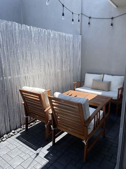 Whitewashed Thick Bamboo Patio Privacy Screen – Large Balcony Divider & Fence Panel Set