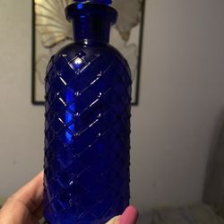 Vintage Colbalt Blue Poison Bottle    6 1/4 Inches 