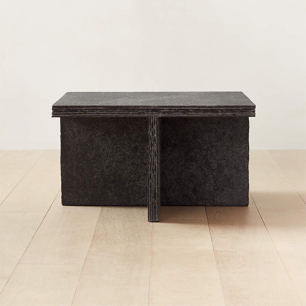 CB2 Ruvidio Black Stone Coffee Table