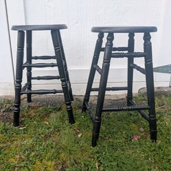 Black Solid Wood Stools 