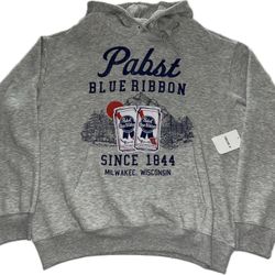 Pabst Blue Ribbon Gray Pullover Hoodie Sweatshirt Men’s Medium New $29.99 MSRP
