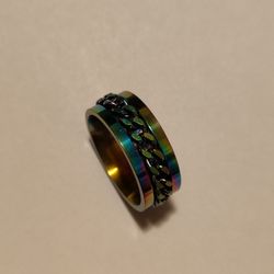 Stainless Steel Rainbow Chain Ring