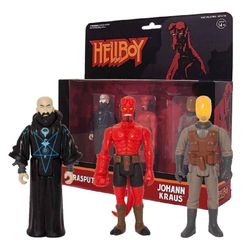 Super7 Hellboy ReAction Action Figure 3-Pack B featuring 3.75-inch retro-style figures of Rasputin, Hellboy, and Johann Kraus
