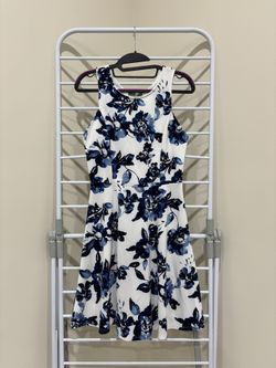 White and Blue Floral Dress