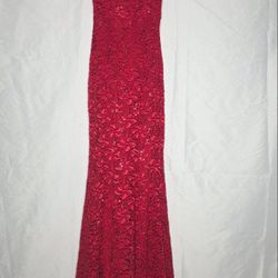 La Scala USA red lace maxi dress with sleeveless scoop