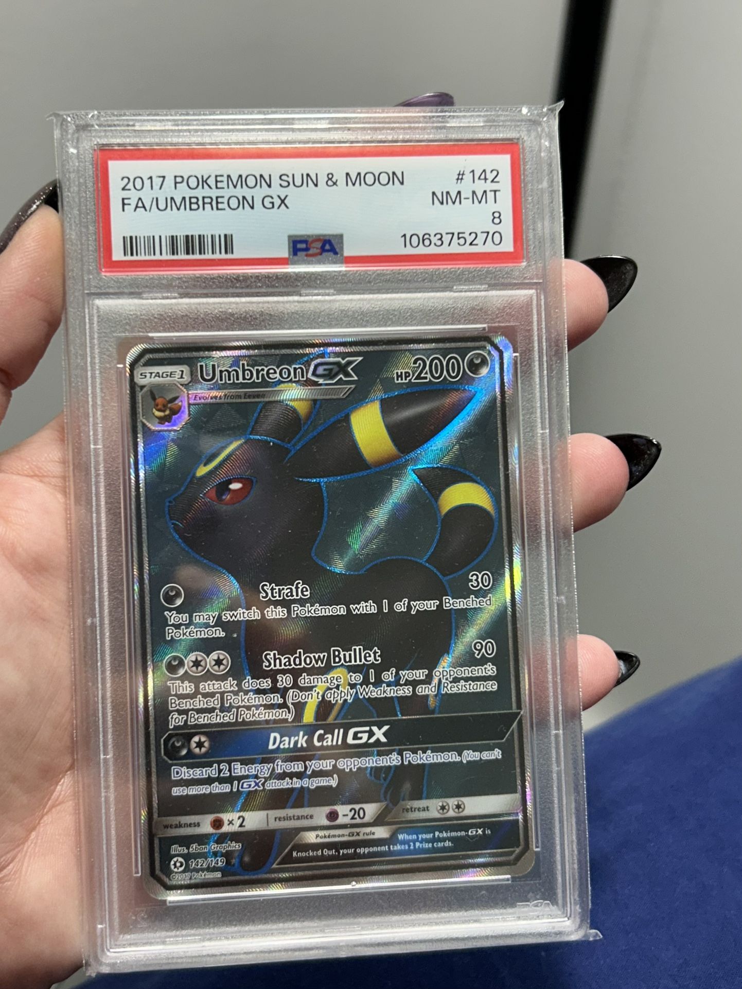 PSA 8 Umbreon GX 142/149 - Sun And Moon Base Set - Pokemon TCG - Graded Card