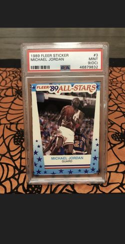 1989 Fleer Sticker #3 MICHAEL JORDAN - Bulls HOF - PSA Mint 9(OC)
