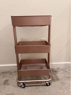Rose Gold 3-Tier Rolling Utility Storage Cart