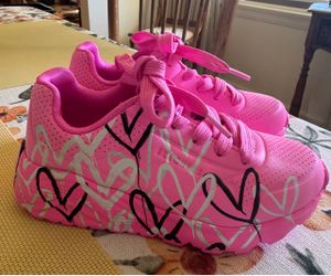 Skechers Pink Heart Print Platform Sneakers