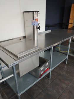 Stainless table with built in ice box