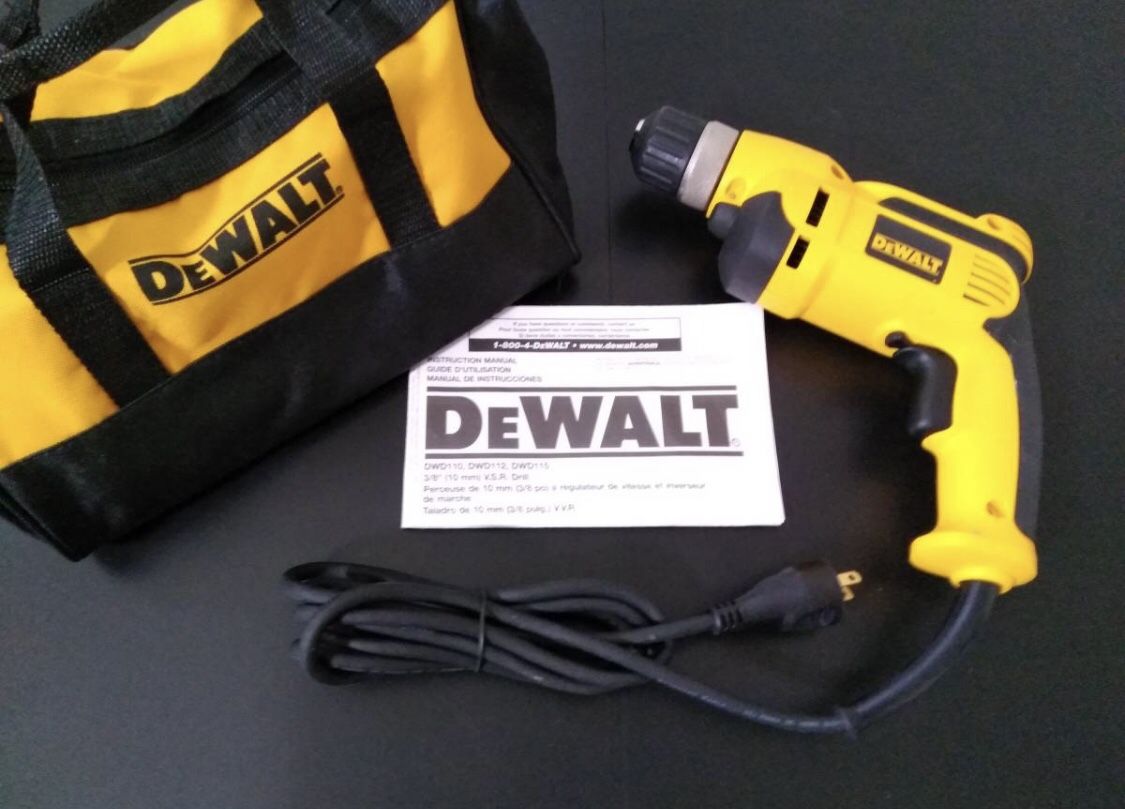 New 8 Amp Dewalt Corded 3/8 in. Pistol Grip Drill and Mixing Paddle - $70 (Harahan)