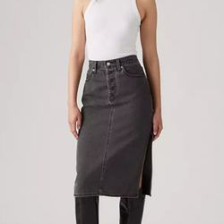 Levi's Women's Side Slit Midi Skirt - Washed Black 27
