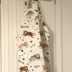 NWT Cat Meow Kay Dee Designs Chef Apron 100% Cotton W/ Adjustable Strap