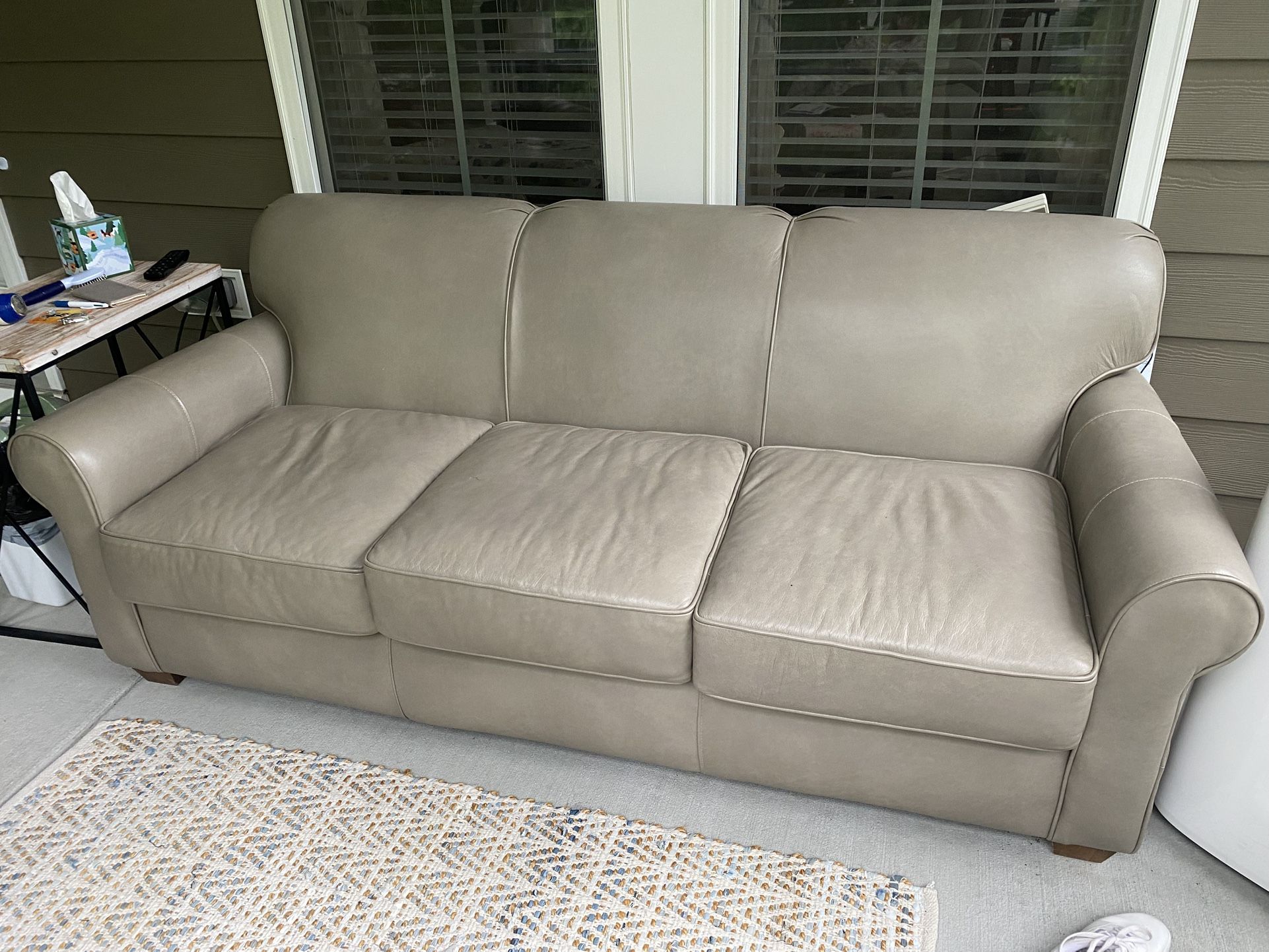 Taupe Leather Sofa
