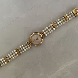Misaki gold plated pearl watch
