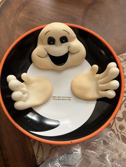Vintage Gemmy Halloween Candy Bowl Talking Ghost
