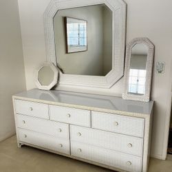 Rattan Headboard & Dresser 