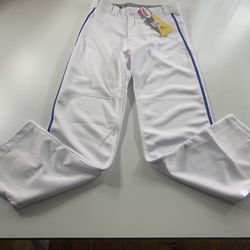 Easton Mako 2 Youth X-Large Baseball Pant White w/ Royal Piping Adjustable