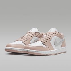 NIKE Air Jordan 1 Low Women's Shoes (DC0774-120, White/Particle Beige/Light Bone) Size 11