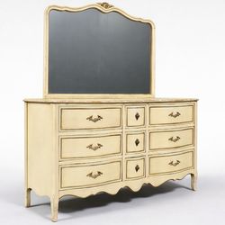Vintage French Provincial Style "Limoges" Painted Dresser w/ Mirror by Drexel, c.1960's - Delivery Available