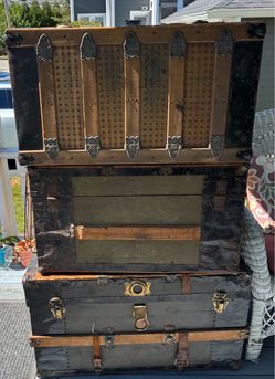 3 Beautiful Vintage Footlocker Chests
