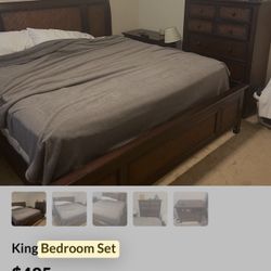 King Bedroom Set, One End table, Chest And Mattress 