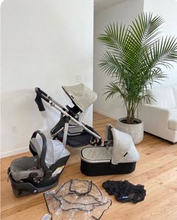 Uppababy V2 Cruz Stroller With Car Seat And Bassinet Beige