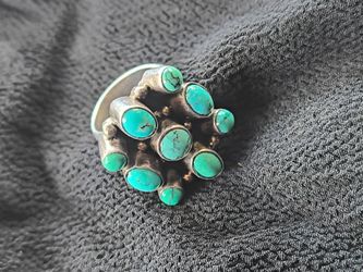Silver Cluster Ring with Turquoise Stones
