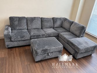New Corduroy Sectionals + Ottoman