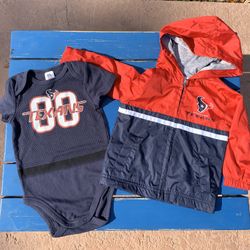 Brand new baby/toddler NFL Team Apparel Houston Texans Hooded Jacket & Onesie, size 18 months