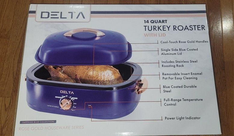 
✨ 14 Quart Turkey Roaster – Rose Gold & Sapphire Blue – DELTA Houseware Series ✨  
Price: $45 (OBO)  